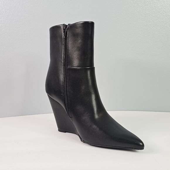 The Drop Black Gina Vegan Leather Wedge Boot - Picture 3 of 11